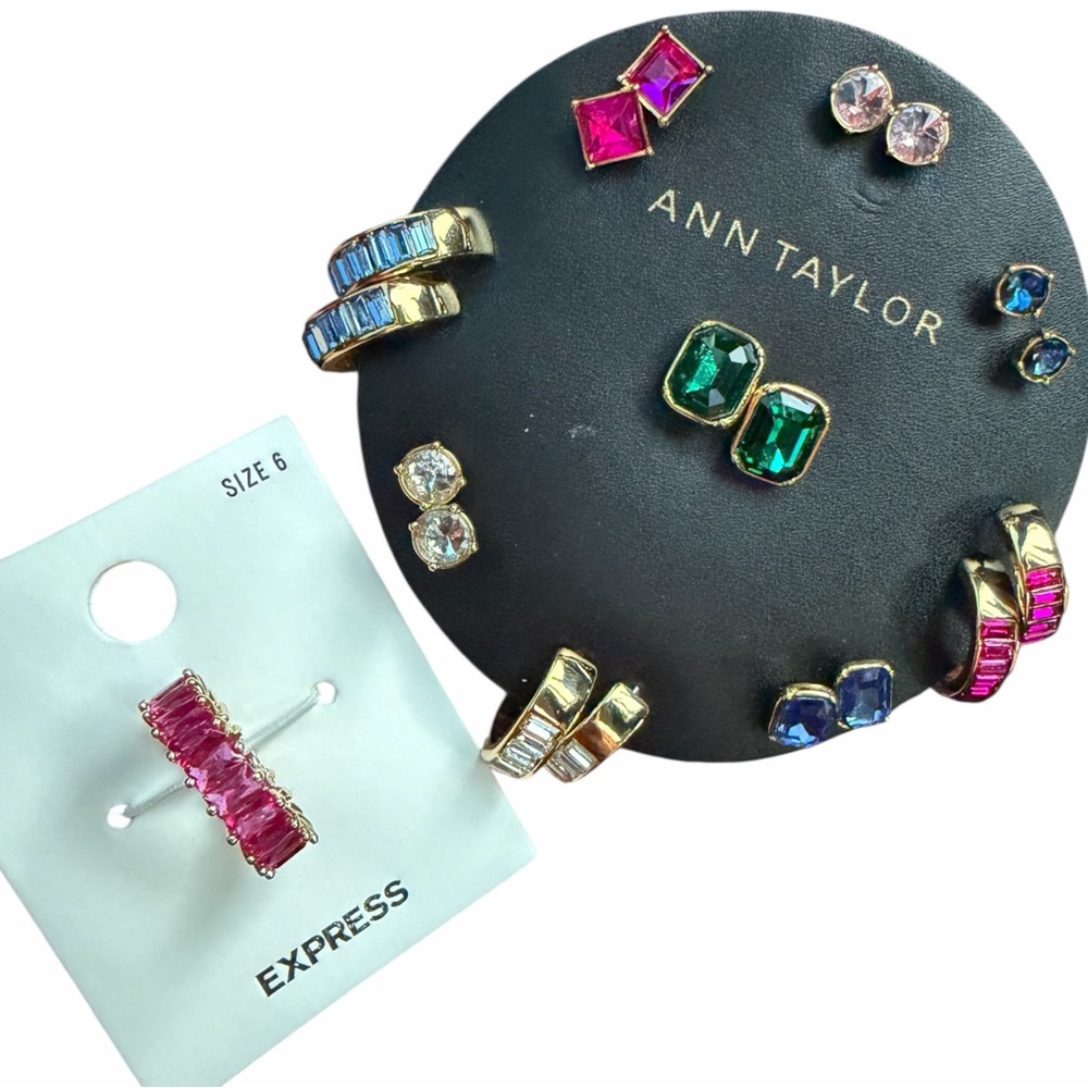 Ann Taylor Multicolor Gemstone Earrings Set